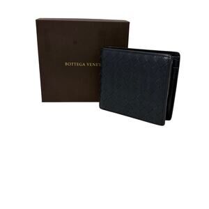 Bottega Veneta Intrecciato bi-fold wallet in a shade of blue